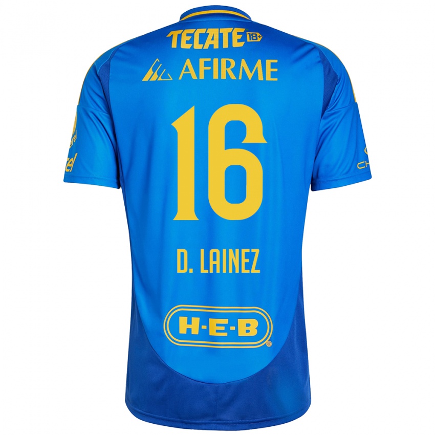 Kinder Diego Lainez #16 Blau Gelb Auswärtstrikot Trikot 2024/25 T-Shirt Österreich