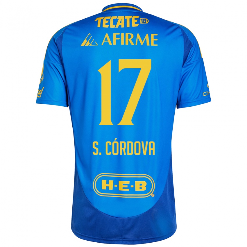 Kinder Sebastian Cordova #17 Blau Gelb Auswärtstrikot Trikot 2024/25 T-Shirt Österreich