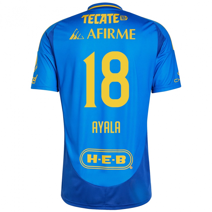 Kinder David Ayala #18 Blau Gelb Auswärtstrikot Trikot 2024/25 T-Shirt Österreich