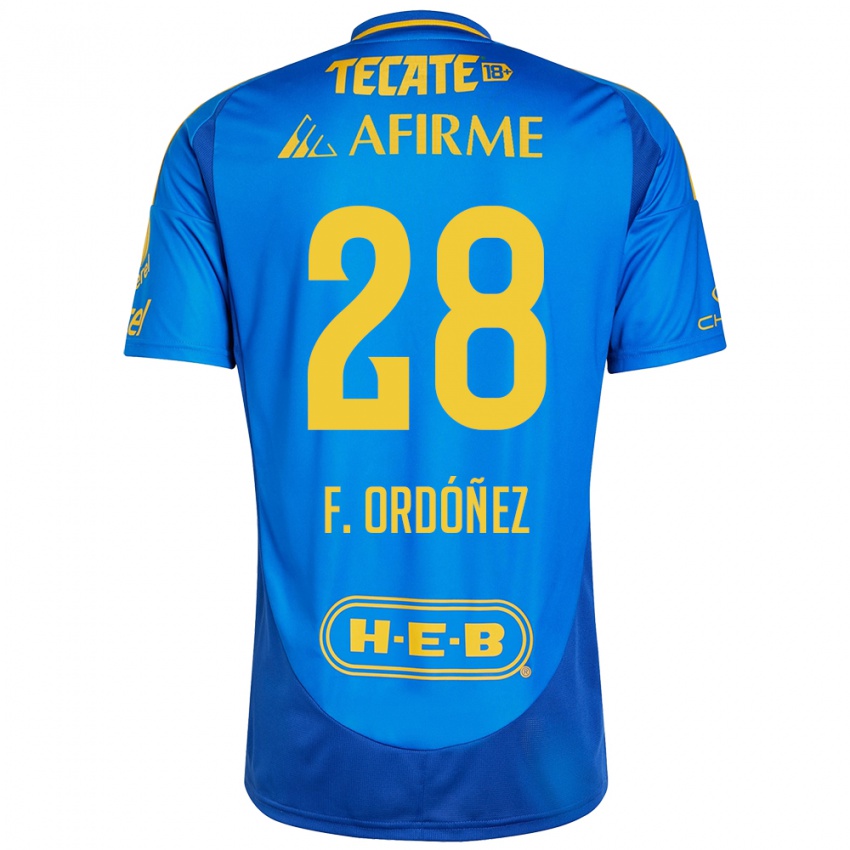 Kinder Fernando Ordóñez #28 Blau Gelb Auswärtstrikot Trikot 2024/25 T-Shirt Österreich