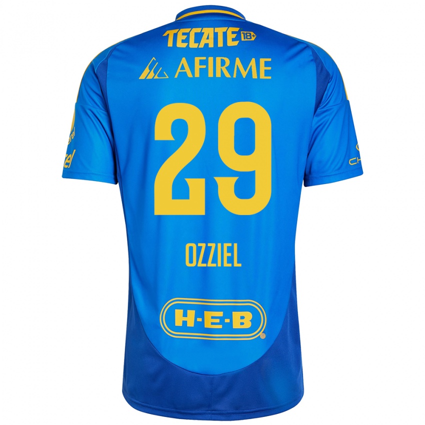 Kinder Ozziel Herrera #29 Blau Gelb Auswärtstrikot Trikot 2024/25 T-Shirt Österreich