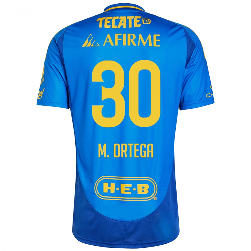 Kinder Miguel Ortega #30 Blau Gelb Auswärtstrikot Trikot 2024/25 T-Shirt Österreich