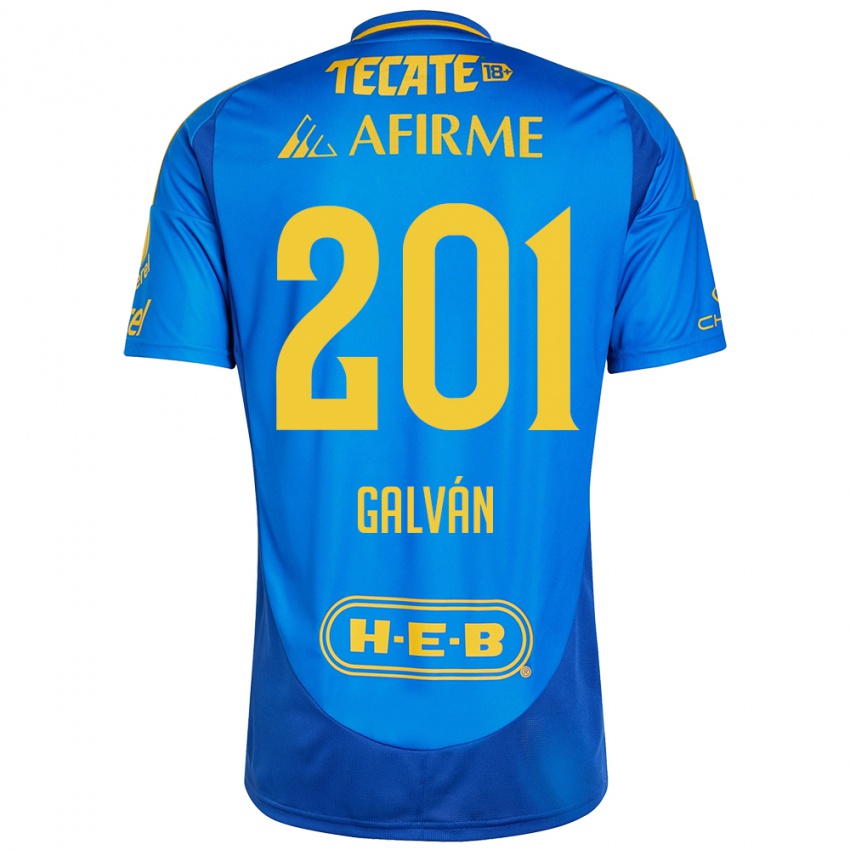 Kinder Isac Galván #201 Blau Gelb Auswärtstrikot Trikot 2024/25 T-Shirt Österreich