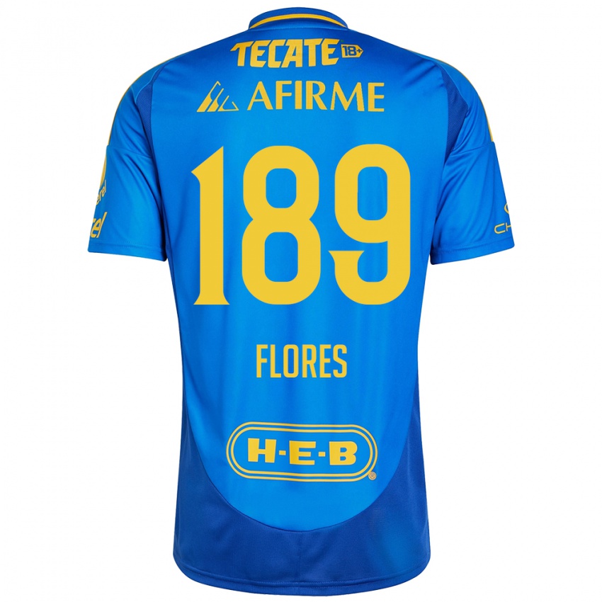 Kinder Rolando Flores #189 Blau Gelb Auswärtstrikot Trikot 2024/25 T-Shirt Österreich