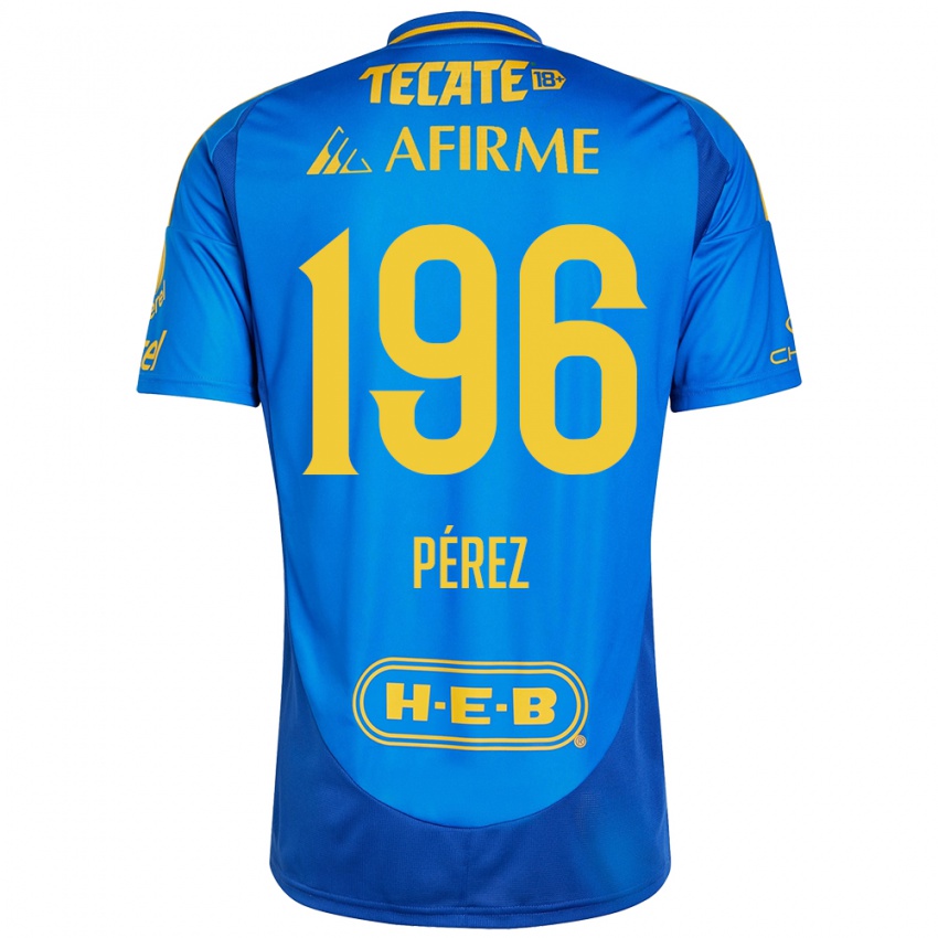 Kinder Axel Pérez #196 Blau Gelb Auswärtstrikot Trikot 2024/25 T-Shirt Österreich