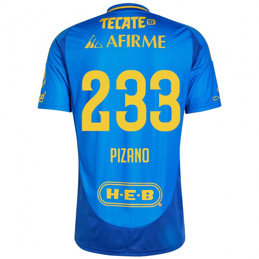 Kinder Juan Pizano #233 Blau Gelb Auswärtstrikot Trikot 2024/25 T-Shirt Österreich