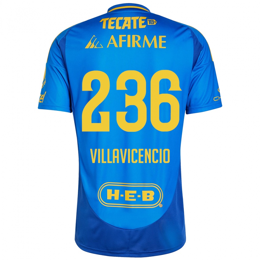 Kinder Edgar Villavicencio #236 Blau Gelb Auswärtstrikot Trikot 2024/25 T-Shirt Österreich