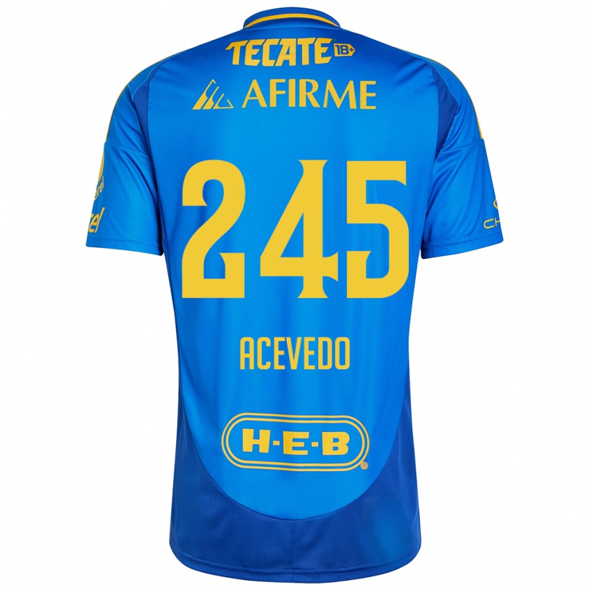 Kinder Kevin Acevedo #245 Blau Gelb Auswärtstrikot Trikot 2024/25 T-Shirt Österreich