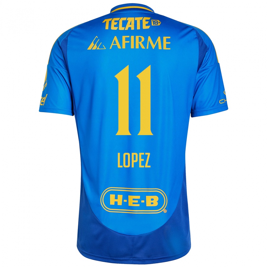 Kinder Nicolas Lopez #11 Blau Gelb Auswärtstrikot Trikot 2024/25 T-Shirt Österreich