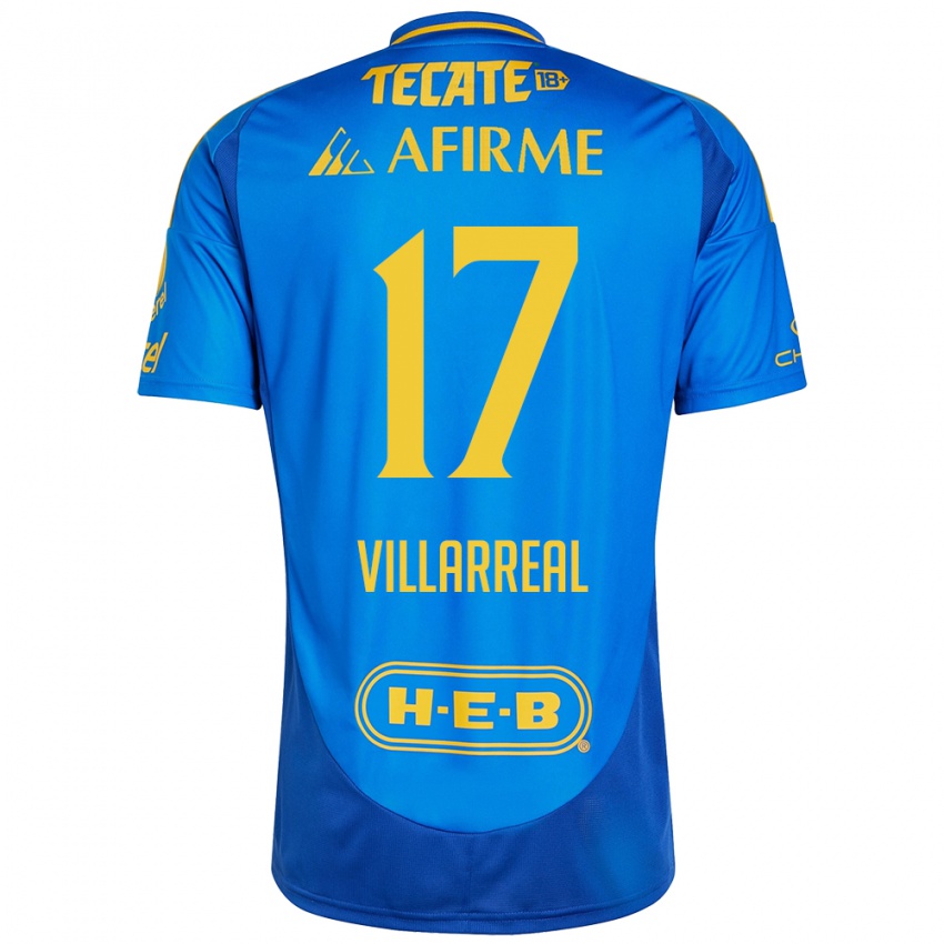 Kinder Natalia Villarreal #17 Blau Gelb Auswärtstrikot Trikot 2024/25 T-Shirt Österreich