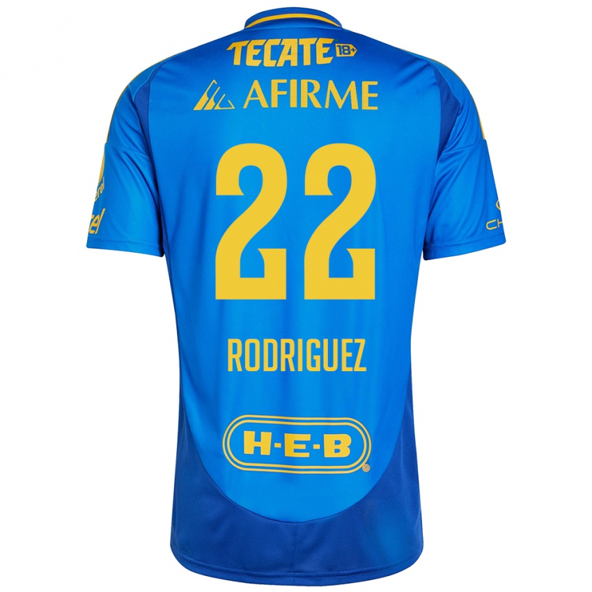 Kinder Anika Rodriguez #22 Blau Gelb Auswärtstrikot Trikot 2024/25 T-Shirt Österreich