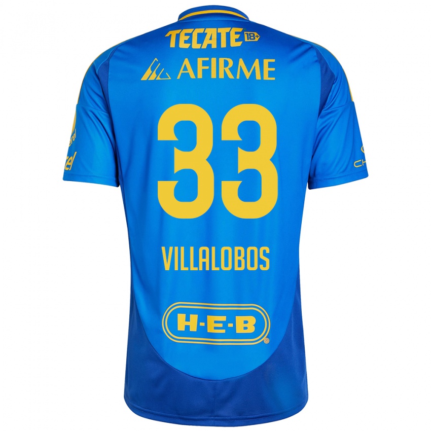 Kinder Vania Villalobos #33 Blau Gelb Auswärtstrikot Trikot 2024/25 T-Shirt Österreich