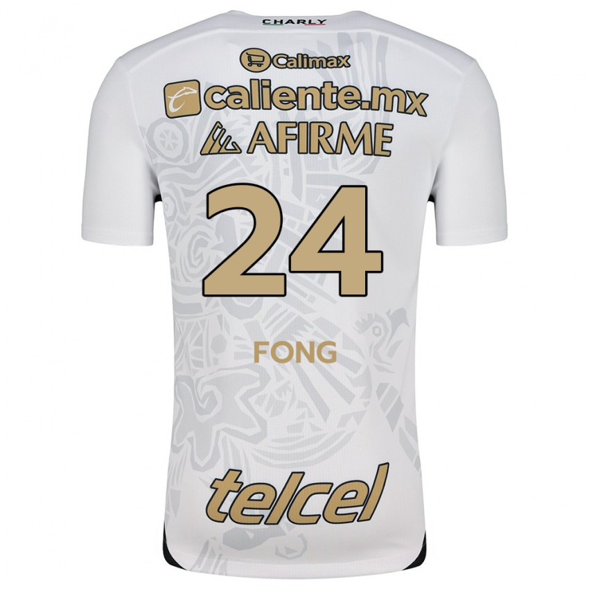 Kinder Michel Fong #24 Weiß Schwarz Auswärtstrikot Trikot 2024/25 T-Shirt Österreich