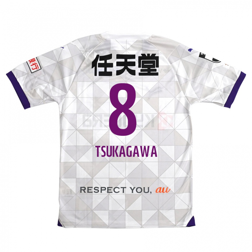 Kinder Koki Tsukagawa #8 Weiß Lila Auswärtstrikot Trikot 2024/25 T-Shirt Österreich