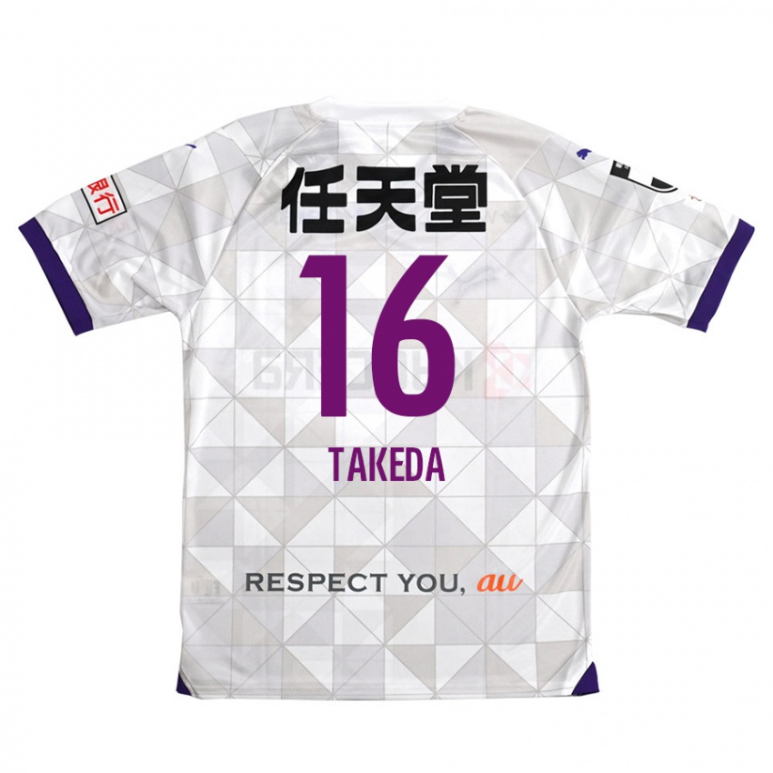 Kinder Shohei Takeda #16 Weiß Lila Auswärtstrikot Trikot 2024/25 T-Shirt Österreich