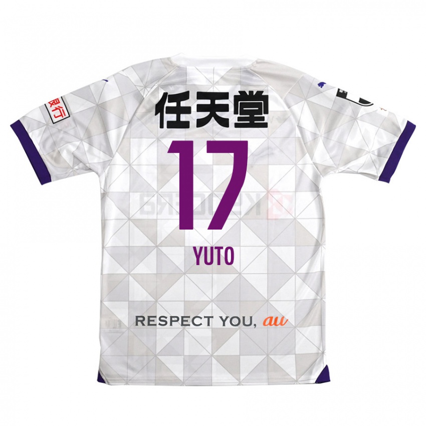 Kinder Yuto Anzai #17 Weiß Lila Auswärtstrikot Trikot 2024/25 T-Shirt Österreich