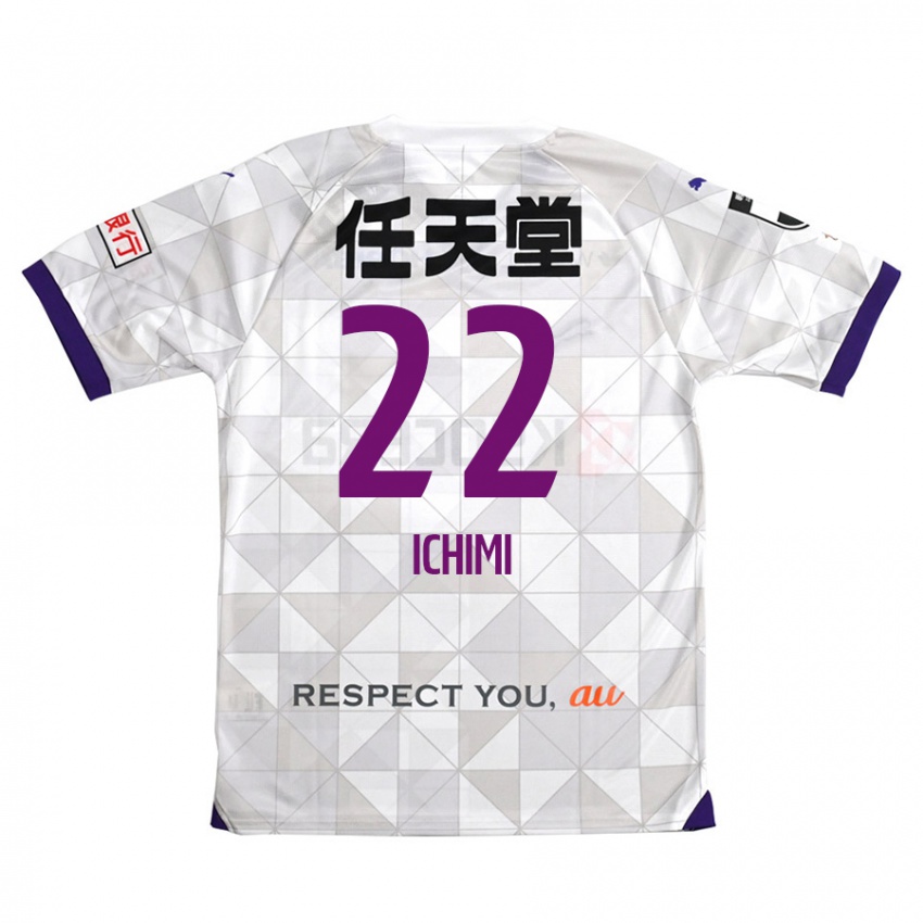 Kinder Kazunari Ichimi #22 Weiß Lila Auswärtstrikot Trikot 2024/25 T-Shirt Österreich