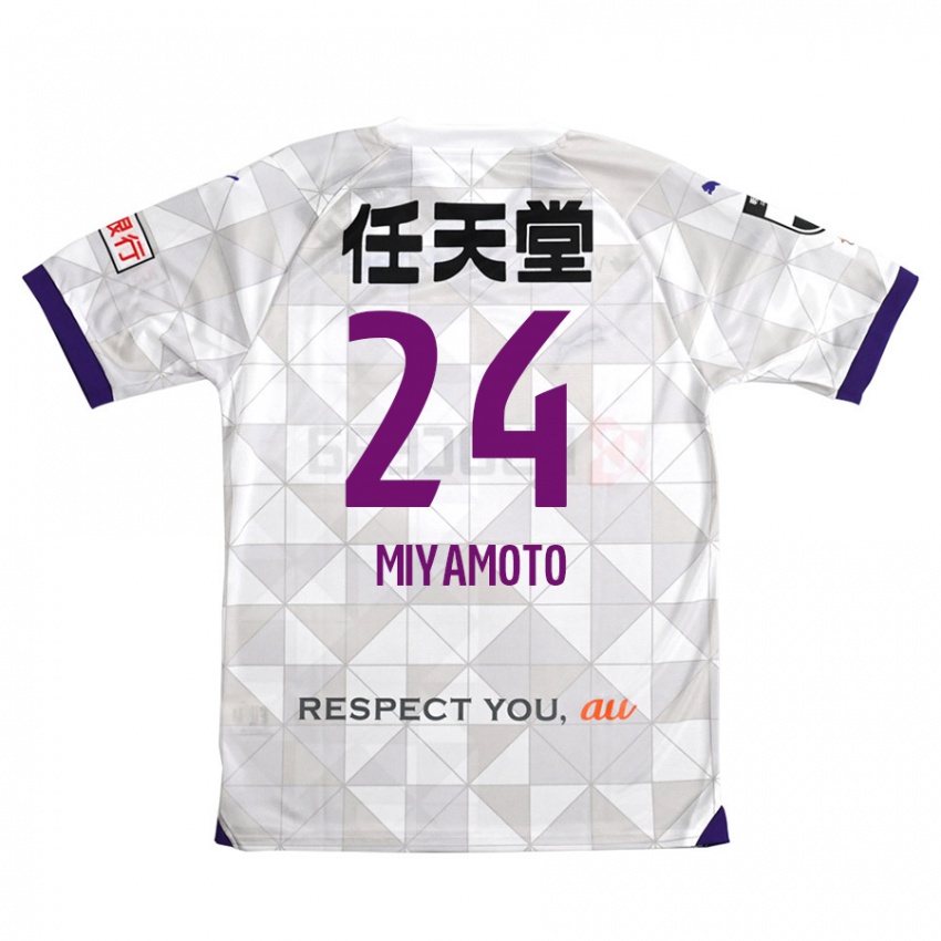 Kinder Yuta Miyamoto #24 Weiß Lila Auswärtstrikot Trikot 2024/25 T-Shirt Österreich