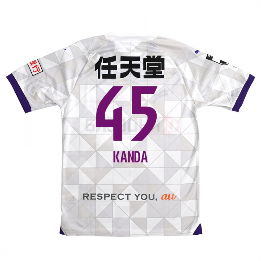 Kinder Kotaro Kanda #45 Weiß Lila Auswärtstrikot Trikot 2024/25 T-Shirt Österreich