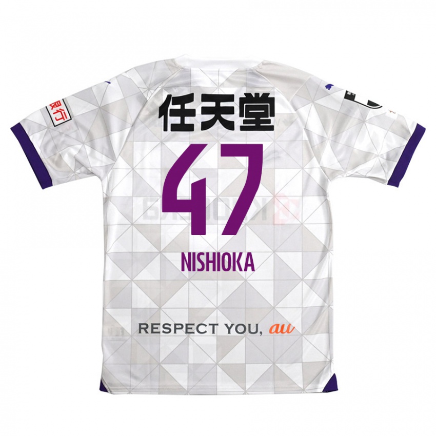 Kinder Yuma Nishioka #47 Weiß Lila Auswärtstrikot Trikot 2024/25 T-Shirt Österreich