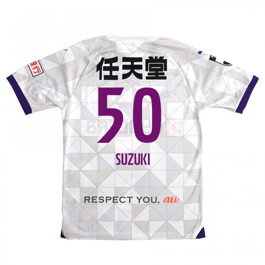 Kinder Yoshinori Suzuki #50 Weiß Lila Auswärtstrikot Trikot 2024/25 T-Shirt Österreich