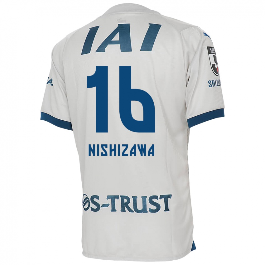 Kinder Kenta Nishizawa #16 Weiß Blau Auswärtstrikot Trikot 2024/25 T-Shirt Österreich