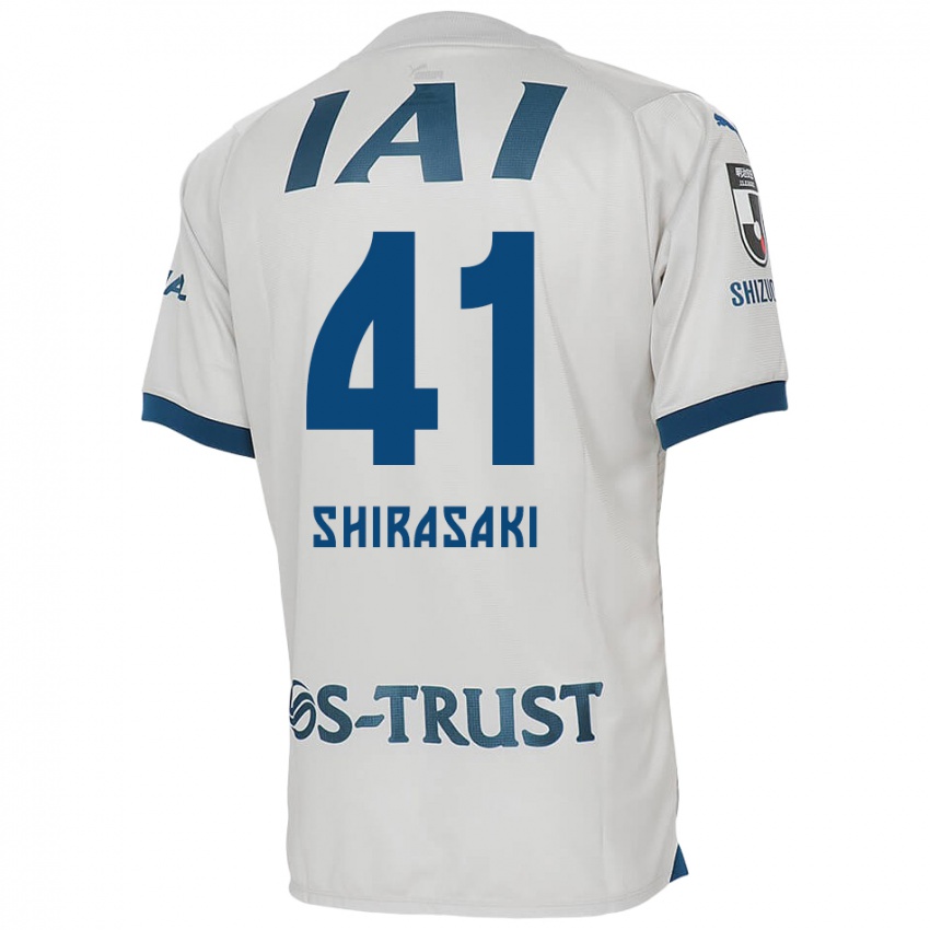 Kinder Ryohei Shirasaki #41 Weiß Blau Auswärtstrikot Trikot 2024/25 T-Shirt Österreich