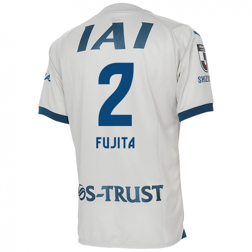 Kinder Shunsuke Fujita #2 Weiß Blau Auswärtstrikot Trikot 2024/25 T-Shirt Österreich