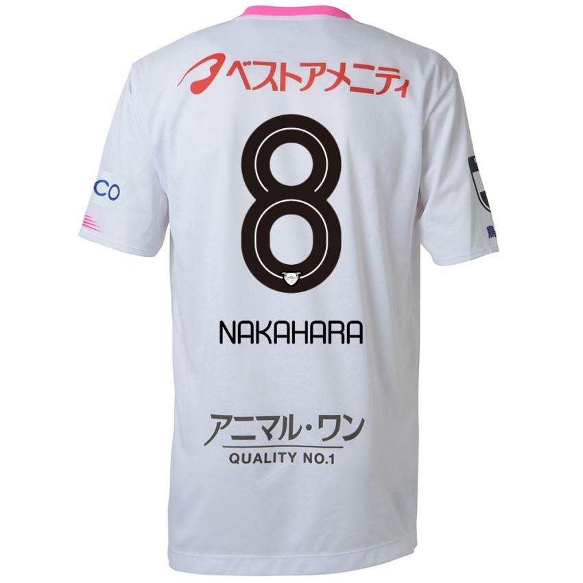 Kinder Hikaru Nakahara #8 Weiß Blau Rosa Auswärtstrikot Trikot 2024/25 T-Shirt Österreich