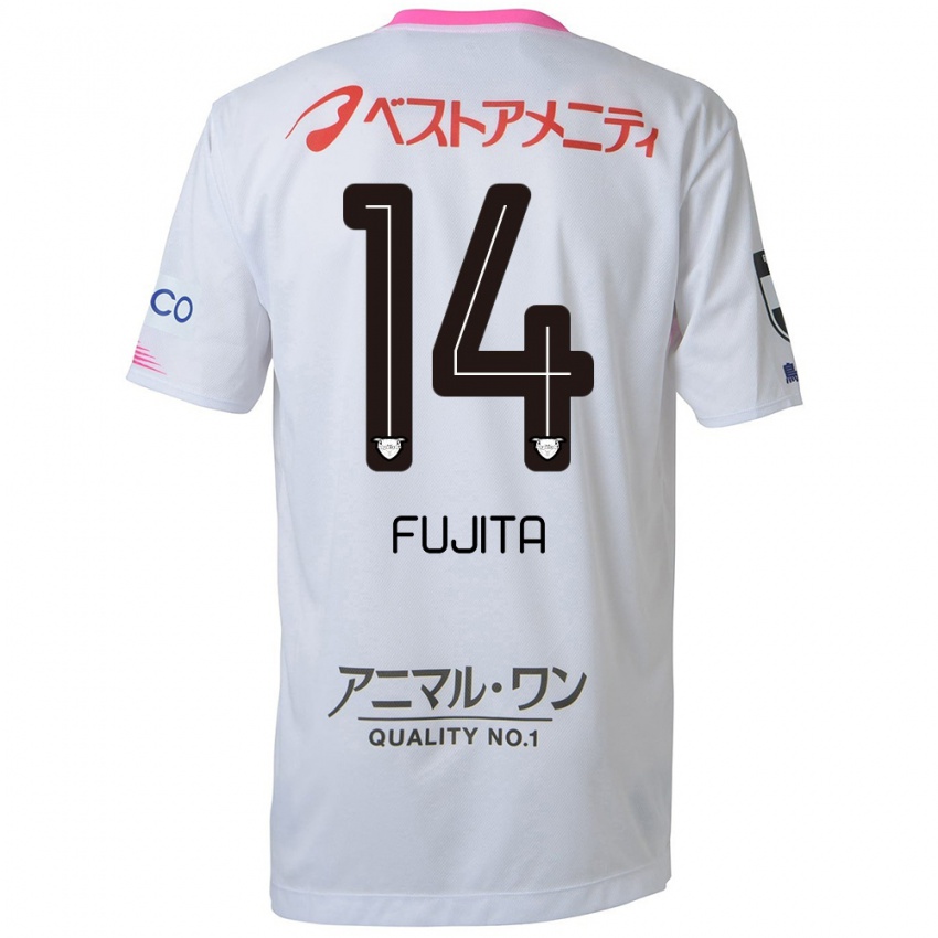 Kinder Naoyuki Fujita #14 Weiß Blau Rosa Auswärtstrikot Trikot 2024/25 T-Shirt Österreich