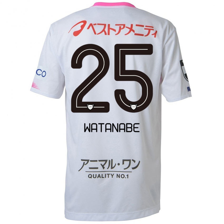 Kinder Ryohei Watanabe #25 Weiß Blau Rosa Auswärtstrikot Trikot 2024/25 T-Shirt Österreich