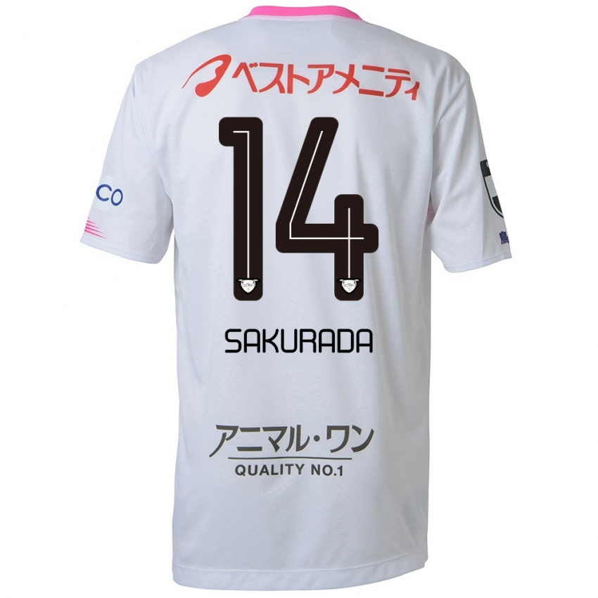 Kinder Ryu Sakurada #14 Weiß Blau Rosa Auswärtstrikot Trikot 2024/25 T-Shirt Österreich