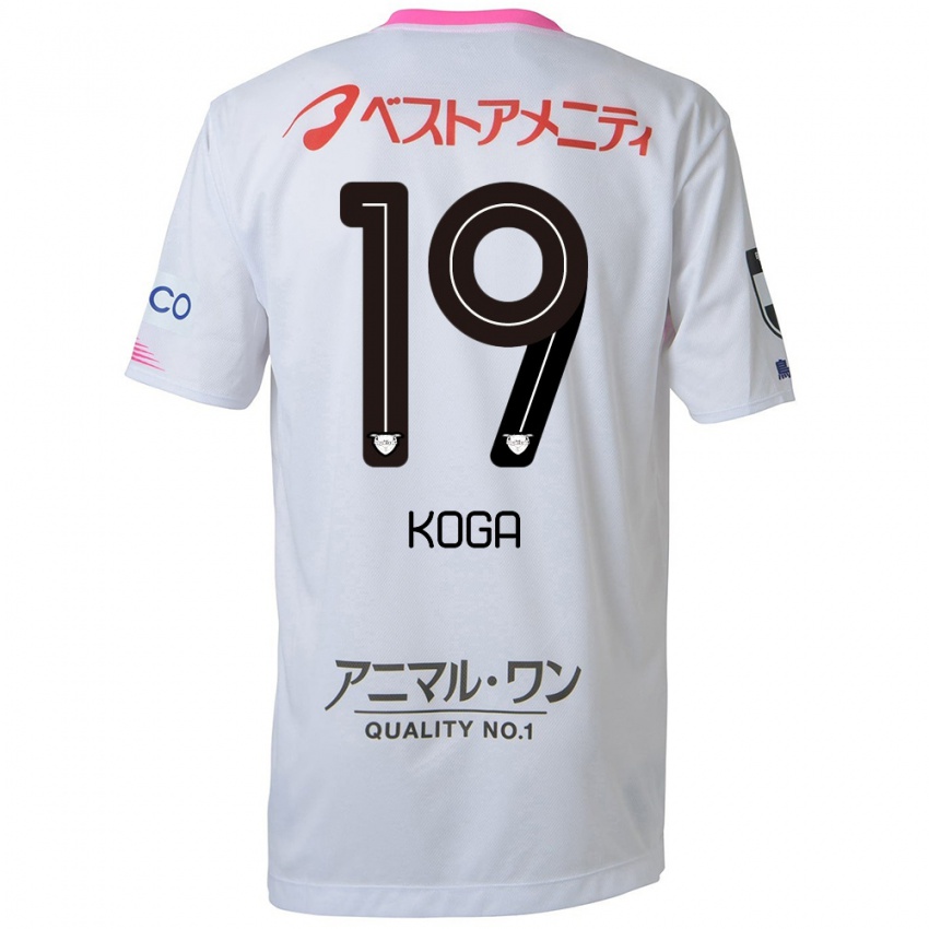 Kinder Ryoma Koga #19 Weiß Blau Rosa Auswärtstrikot Trikot 2024/25 T-Shirt Österreich