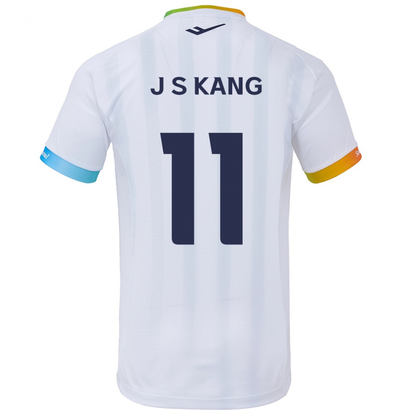 Kinder Seong-Jin Kang #11 Weiß Blau Auswärtstrikot Trikot 2024/25 T-Shirt Österreich