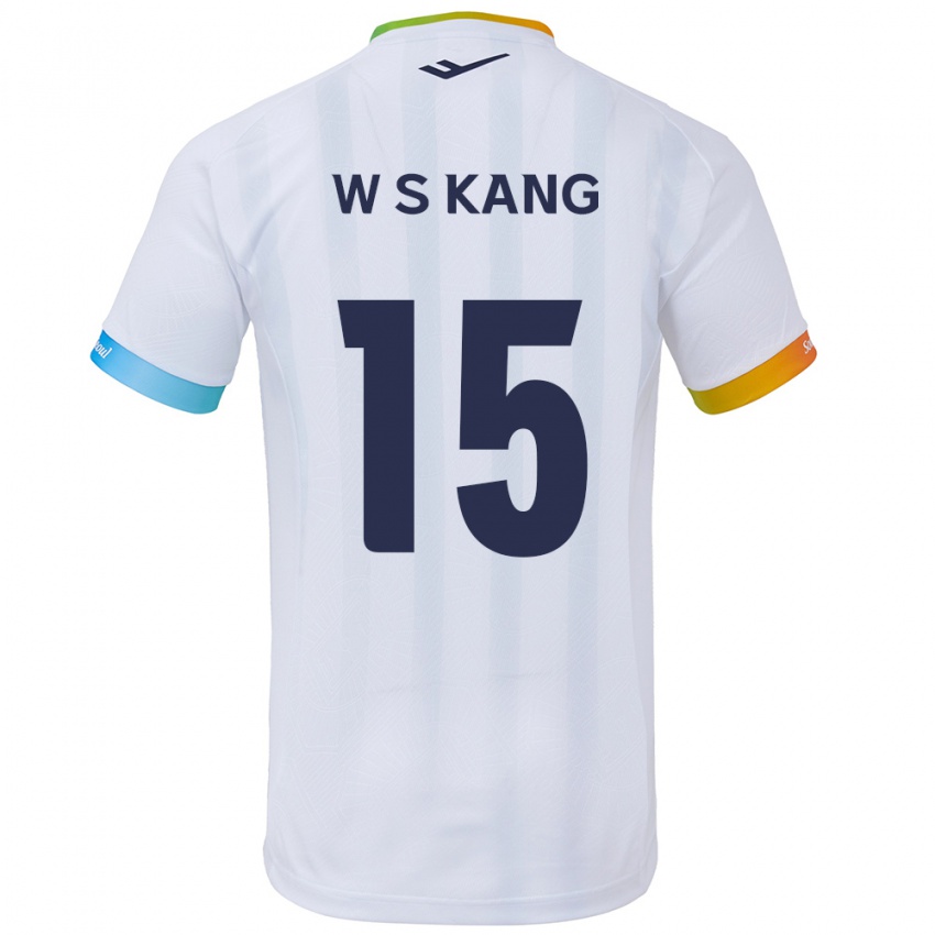 Kinder Sang-Woo Kang #15 Weiß Blau Auswärtstrikot Trikot 2024/25 T-Shirt Österreich