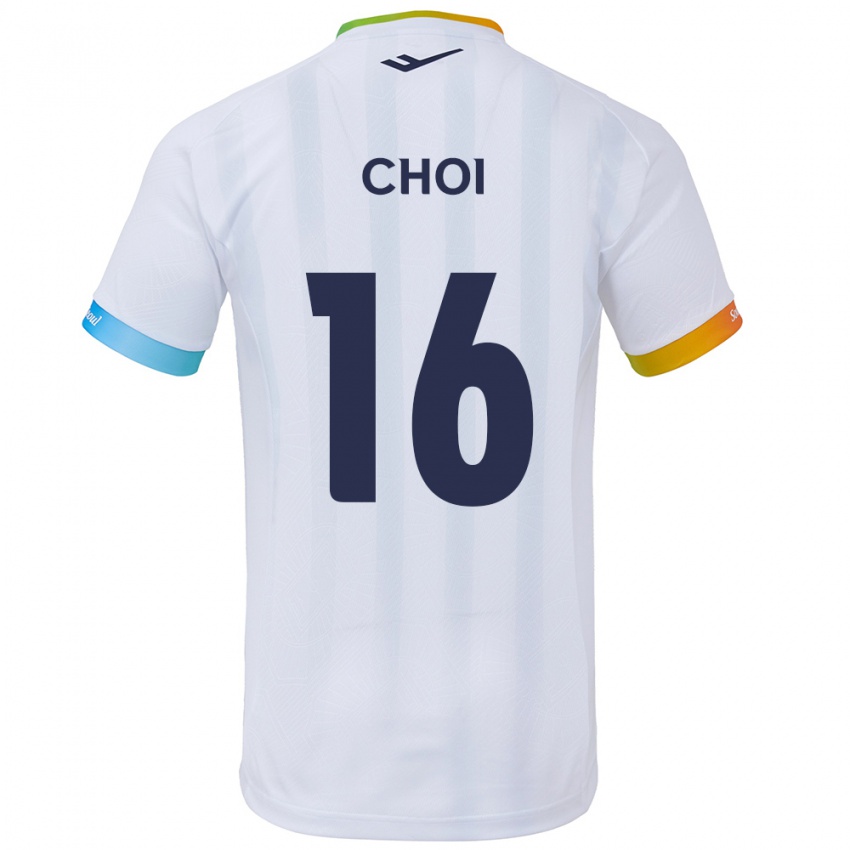 Kinder Jun Choi #16 Weiß Blau Auswärtstrikot Trikot 2024/25 T-Shirt Österreich