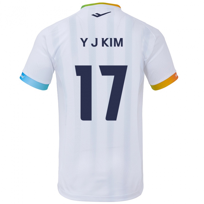 Kinder Jin-Ya Kim #17 Weiß Blau Auswärtstrikot Trikot 2024/25 T-Shirt Österreich