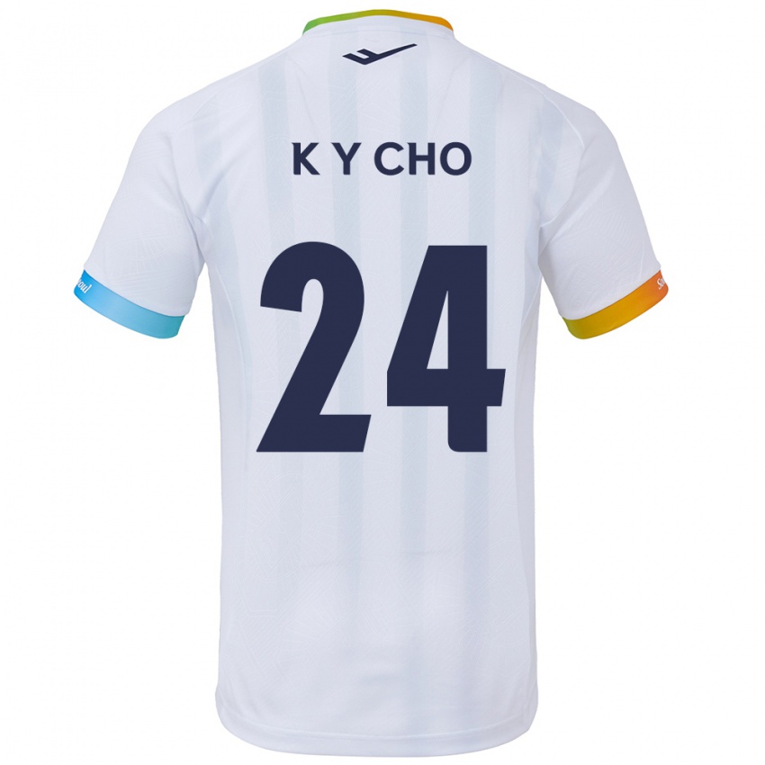 Kinder Young-Kwang Cho #24 Weiß Blau Auswärtstrikot Trikot 2024/25 T-Shirt Österreich