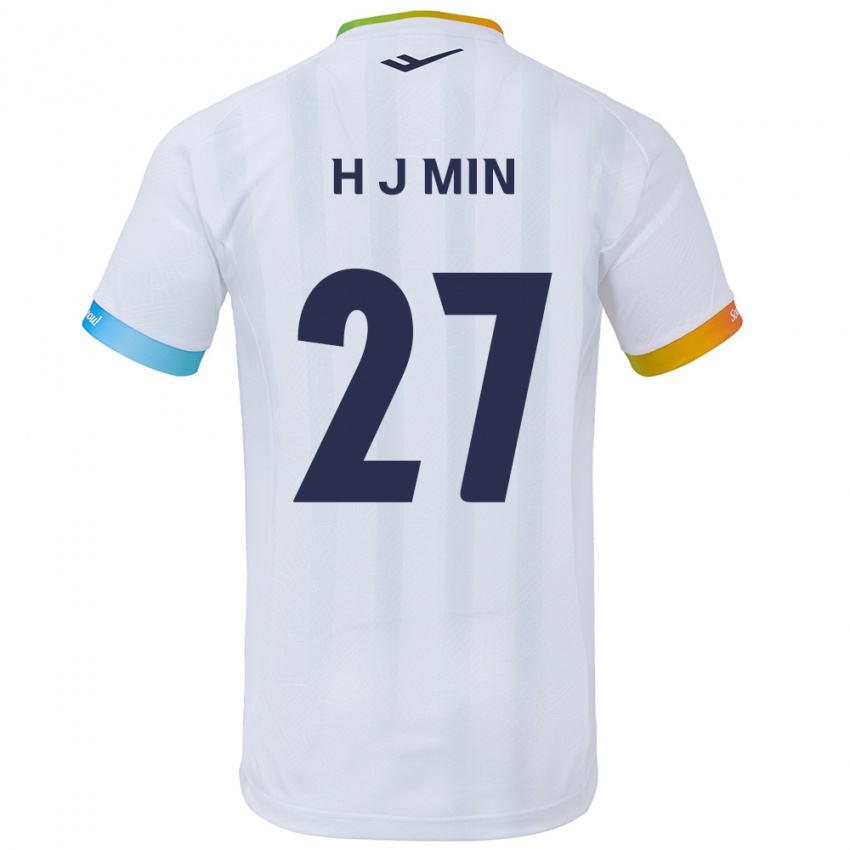 Kinder Ji-Hoon Min #27 Weiß Blau Auswärtstrikot Trikot 2024/25 T-Shirt Österreich