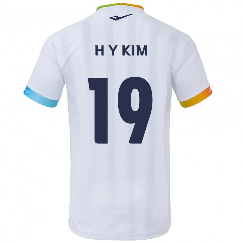 Kinder Yong-Hyuk Kim #19 Weiß Blau Auswärtstrikot Trikot 2024/25 T-Shirt Österreich