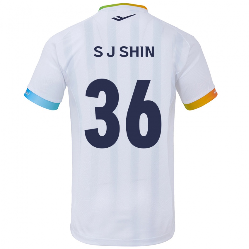 Kinder Ji-Seop Shin #36 Weiß Blau Auswärtstrikot Trikot 2024/25 T-Shirt Österreich