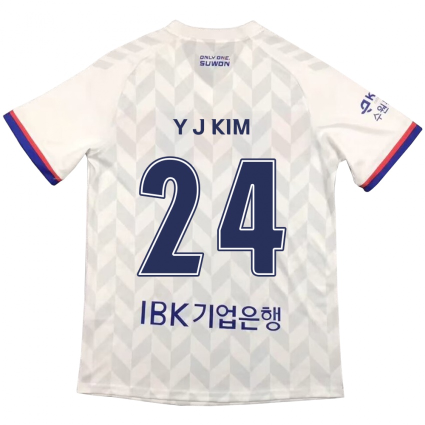 Kinder Ju-Yeop Kim #24 Weiß Blau Auswärtstrikot Trikot 2024/25 T-Shirt Österreich