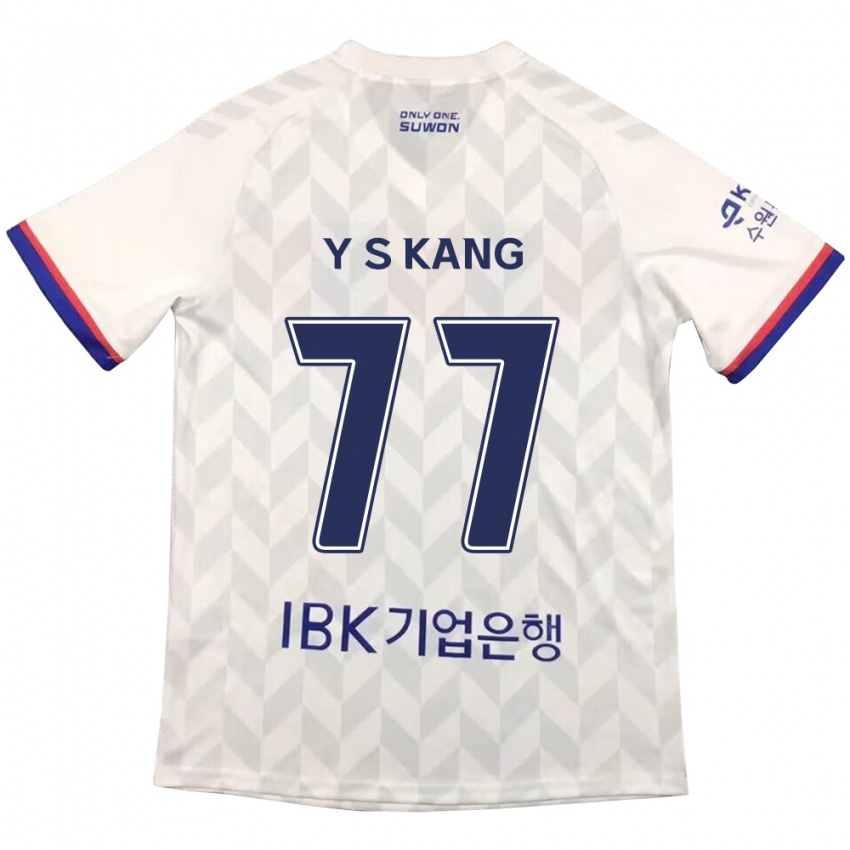 Kinder Sang-Yun Kang #77 Weiß Blau Auswärtstrikot Trikot 2024/25 T-Shirt Österreich