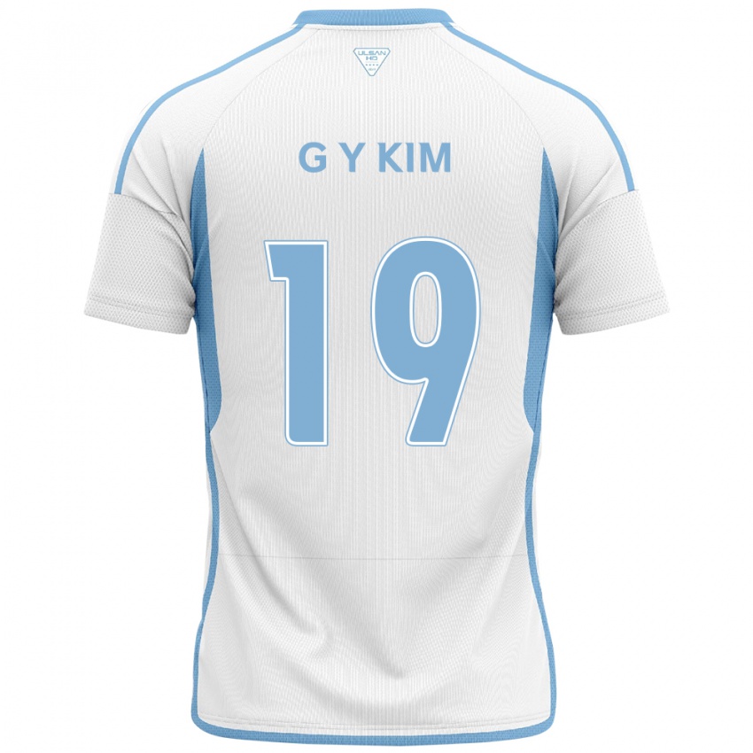 Kinder Young-Gwon Kim #19 Weiß Blau Auswärtstrikot Trikot 2024/25 T-Shirt Österreich