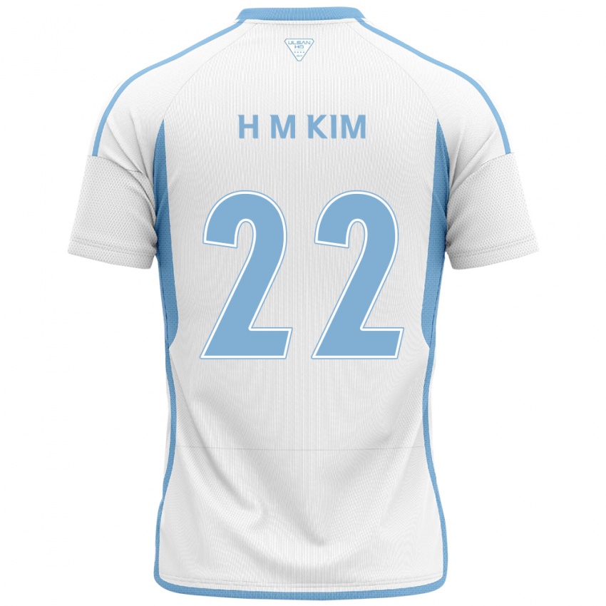 Kinder Min-Hyuk Kim #22 Weiß Blau Auswärtstrikot Trikot 2024/25 T-Shirt Österreich