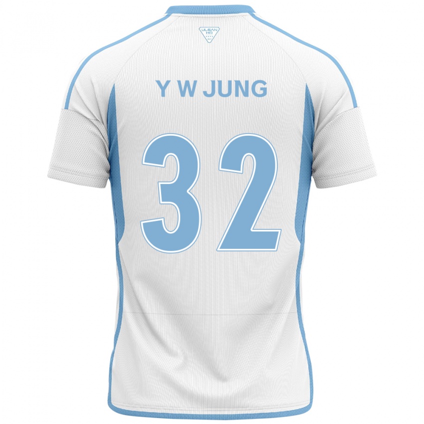 Kinder Woo-Young Jung #32 Weiß Blau Auswärtstrikot Trikot 2024/25 T-Shirt Österreich