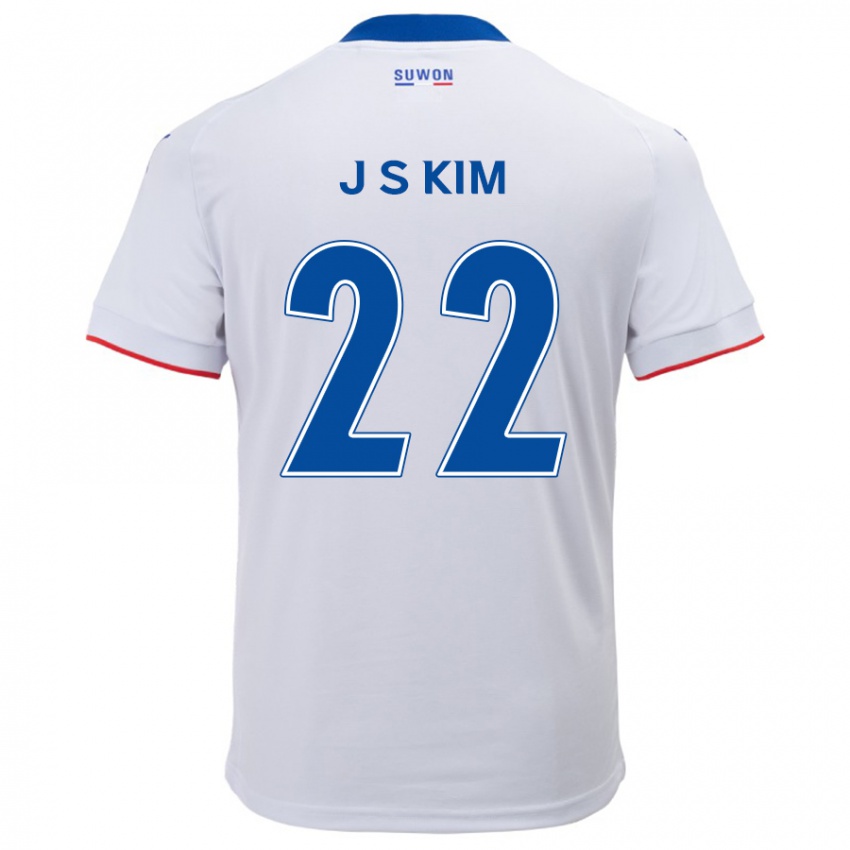 Kinder Sang-Jun Kim #22 Weiß Blau Auswärtstrikot Trikot 2024/25 T-Shirt Österreich