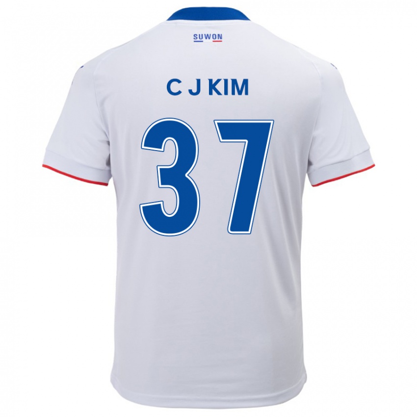 Kinder Joo-Chan Kim #37 Weiß Blau Auswärtstrikot Trikot 2024/25 T-Shirt Österreich