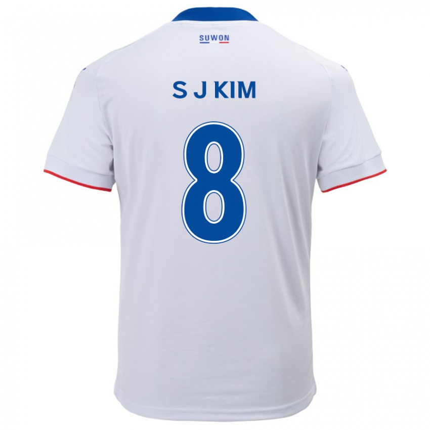 Kinder Ji-Sung Kim #8 Weiß Blau Auswärtstrikot Trikot 2024/25 T-Shirt Österreich