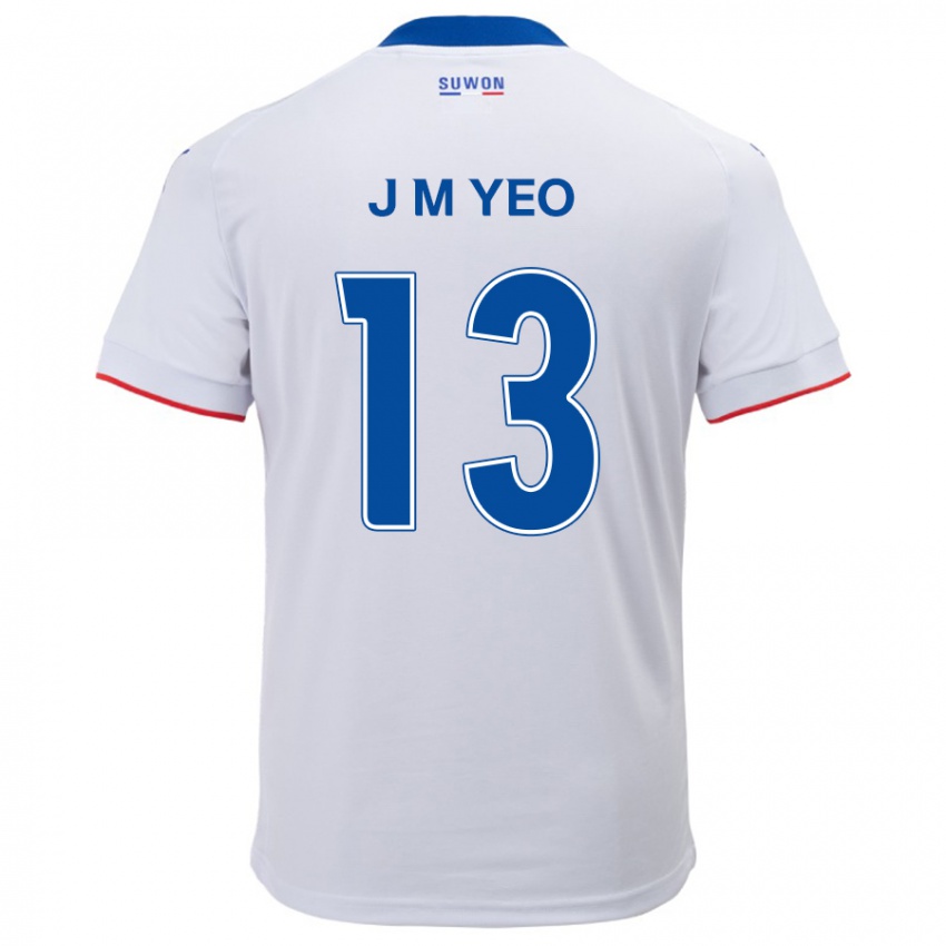 Kinder Min-Jun Yeo #13 Weiß Blau Auswärtstrikot Trikot 2024/25 T-Shirt Österreich